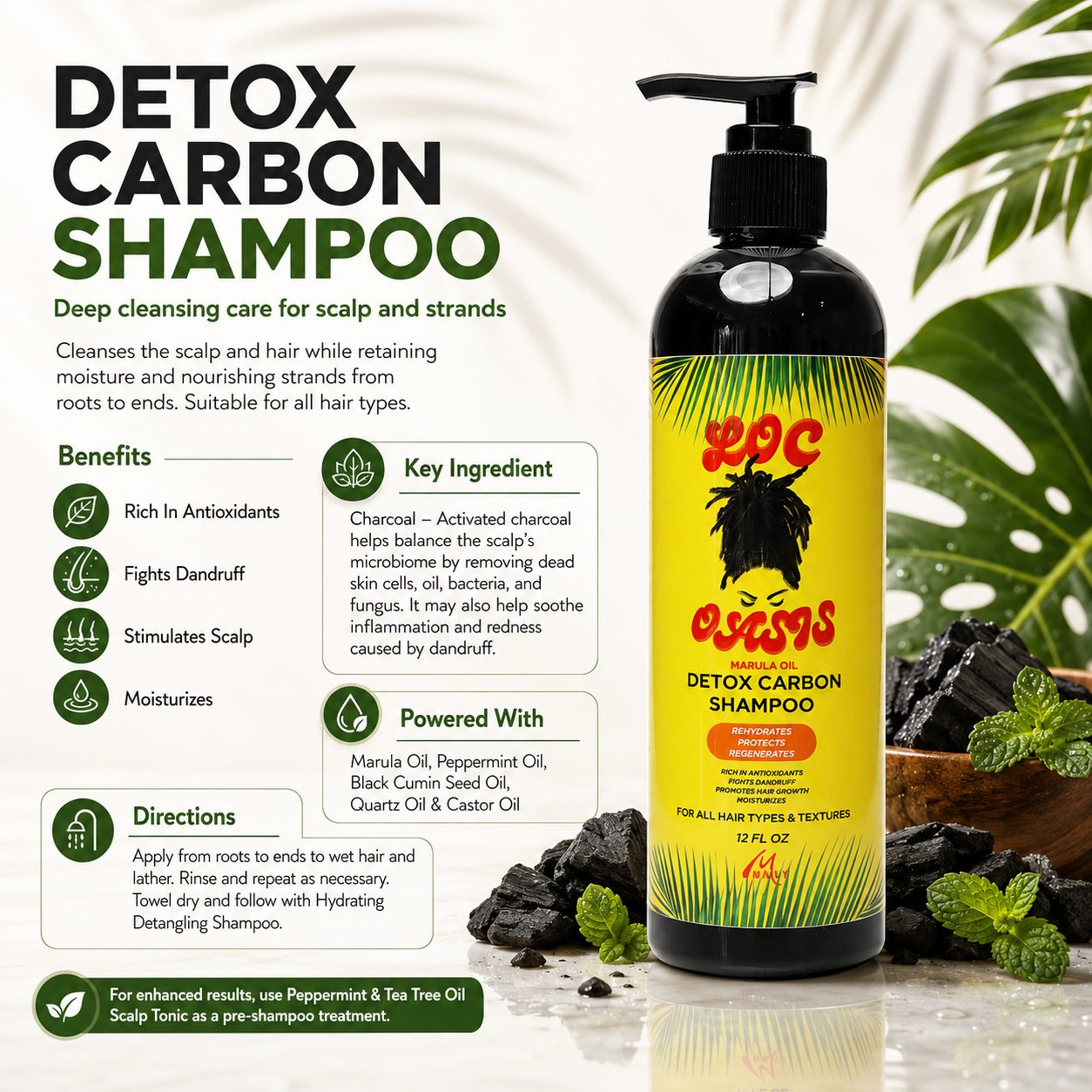 Detox Carbon Shampoo 12oz - Image 2