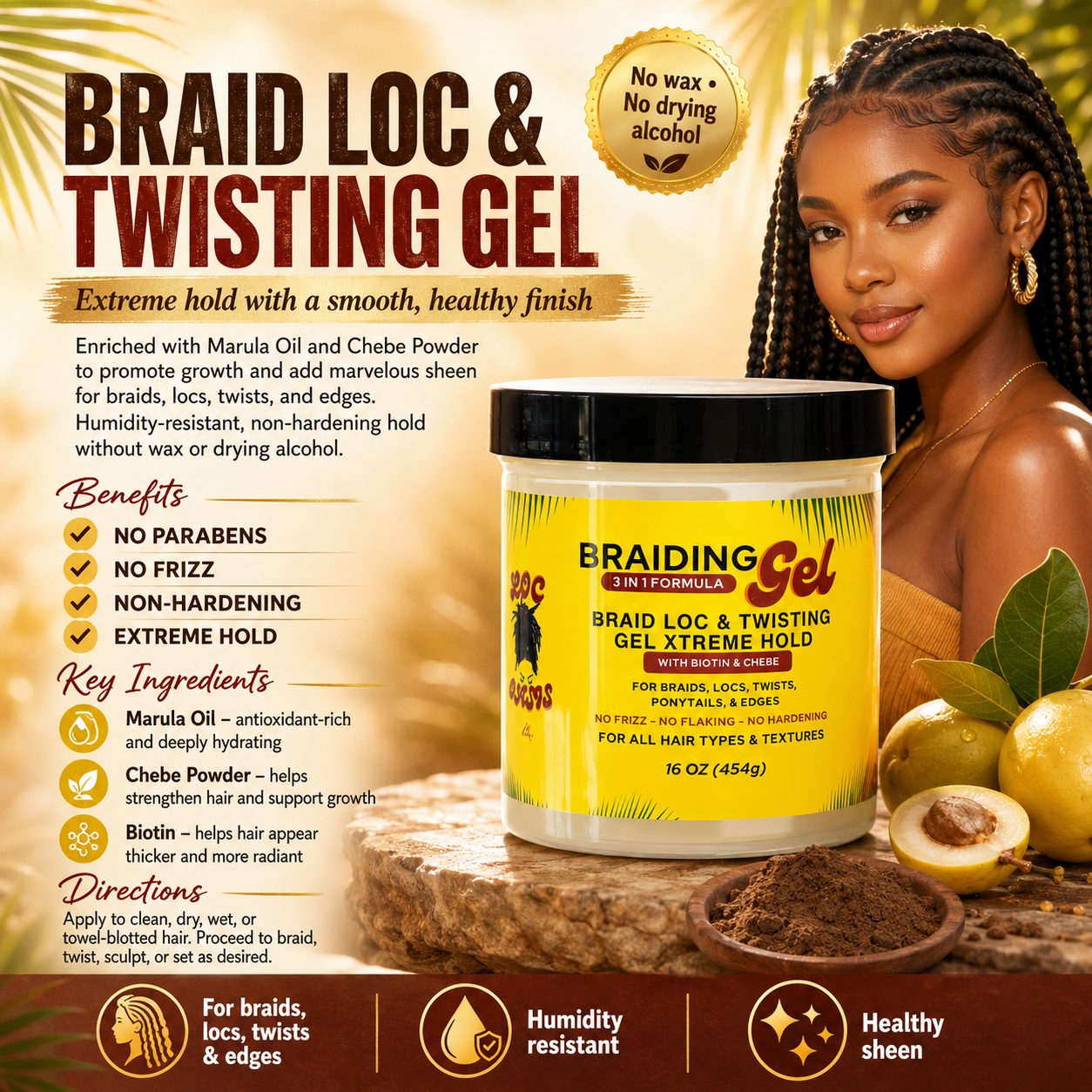 Braid Loc & Twisting Gel 16oz - Locoasis Beauty